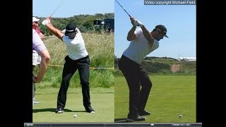 Jon Rahm golf swing  Long Iron faceon amp downtheline July 2017 [upl. by Yelyk]