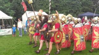 Roman Reenactment at the Amphitheatre in Caerleon Marching In [upl. by Illehs]