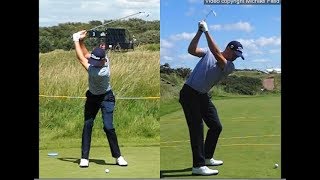 Justin Thomas golf swing  Long Iron faceon amp downtheline July 2017 [upl. by Maltz]