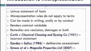 Misrepresentation Lecture 1 of 4 [upl. by Steffane646]